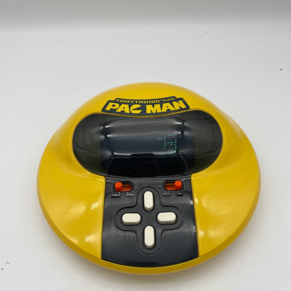 Vintage 1981 Tomytronic Pac-Man Handheld VFD Arcade Game Tomy Yellow Japan